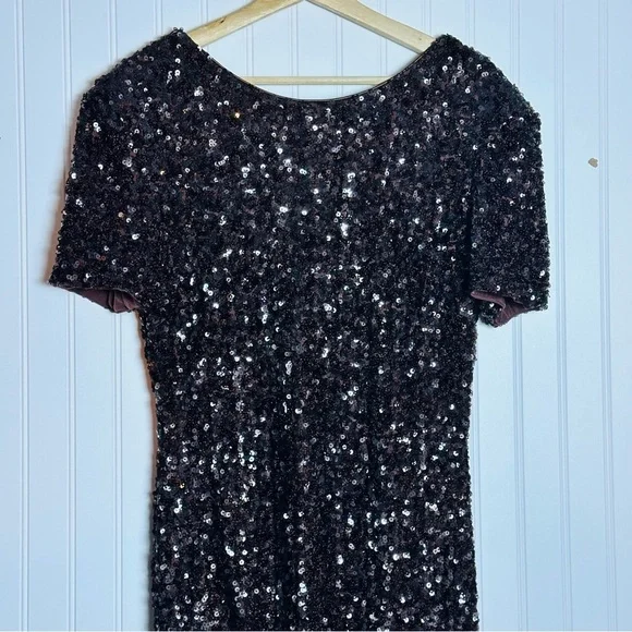 Dress the Population Women's Natasha Sequin Sheath Mocha Midi Dress XL - Picture 9 of 16